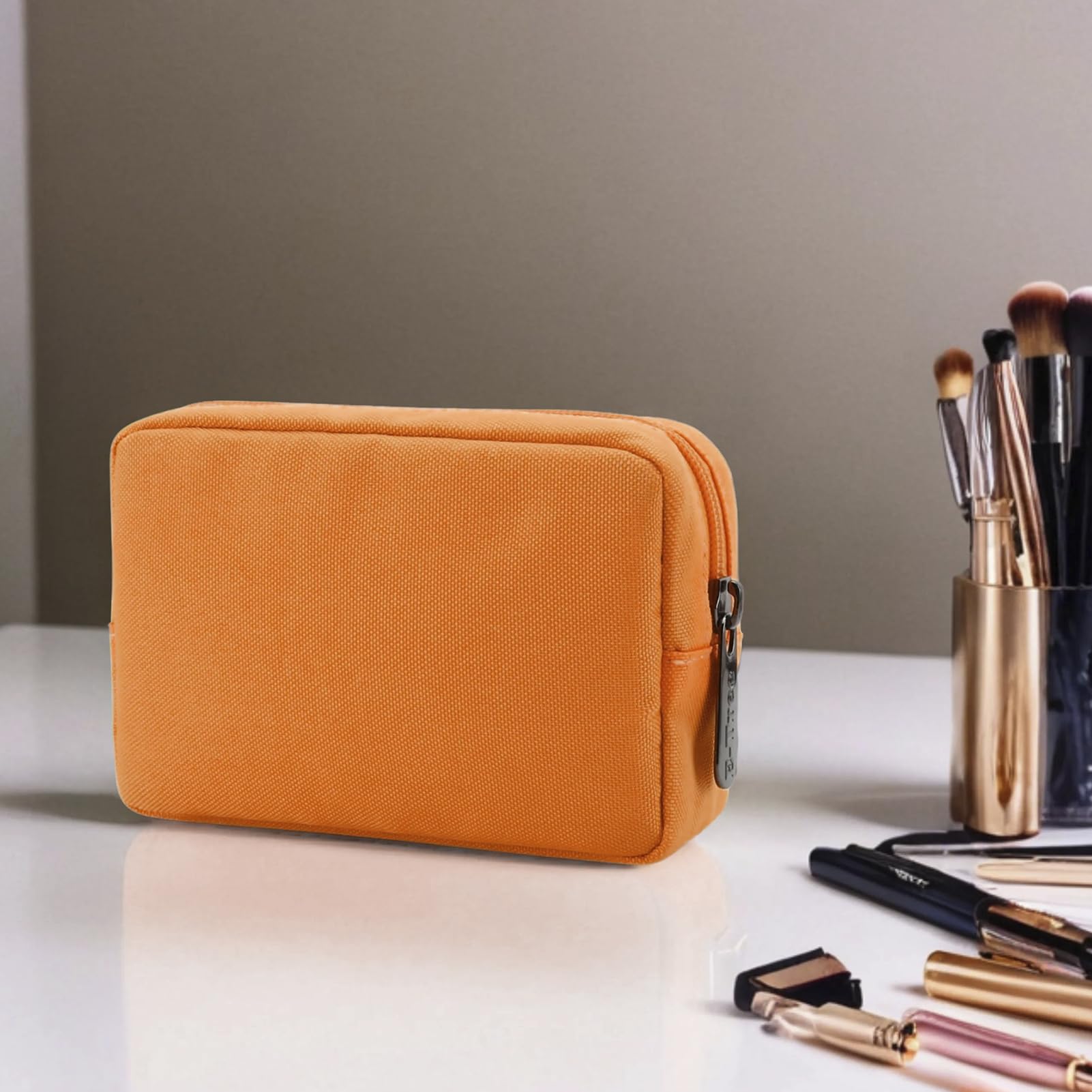 E-Tree Kleine Kosmetiktasche aus Segeltuch mit Reißverschluss, Make-up-Tragetasche, tragbare tägliche Aufbewahrung, Kulturbeutel, Reisetasche, Elektronik-Zubehör, kleine Tasche, Tech-Tasche