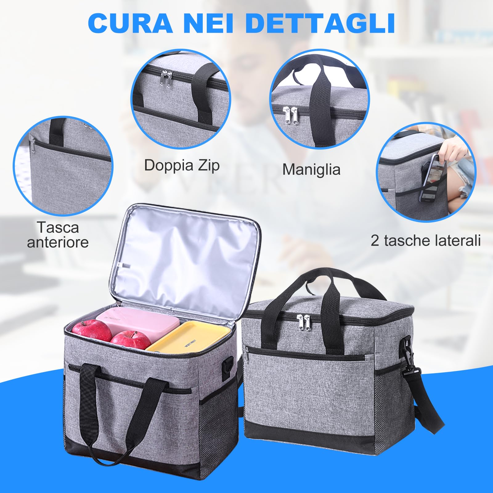 Cooler Bag Per Spiaggia Borsa Frigo Picnic XXL Da 45 Litri Isolante Per Gite E Scampagnate 913919