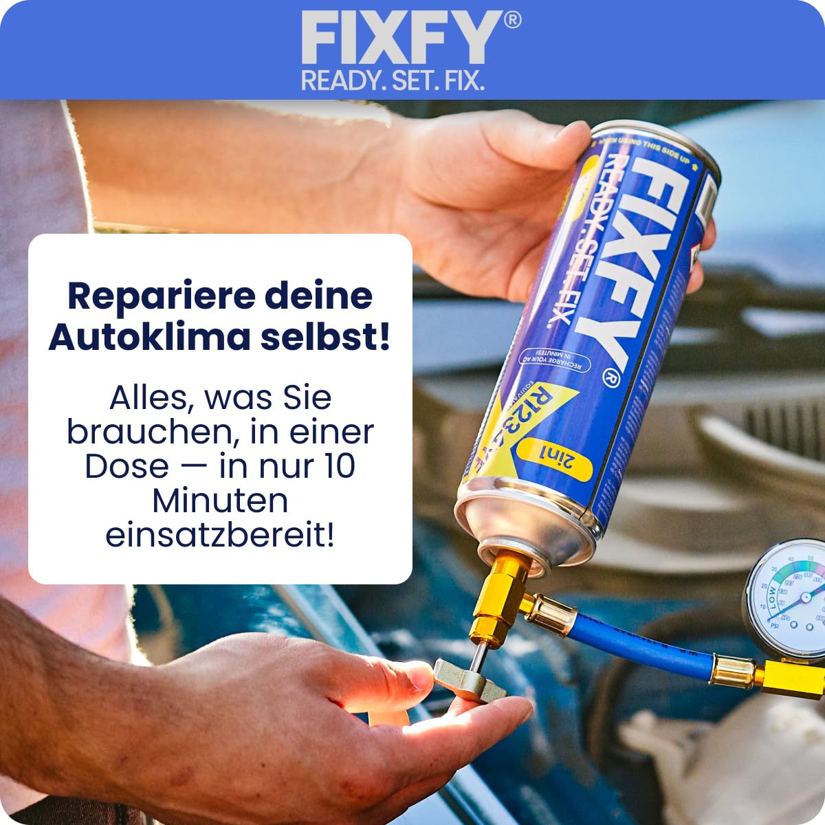 5in1 Kältemittelersatz R134a mit Öl Trockner Dichtmittel Gas UV-Farbstoff 2 x 500 ml Dose Klimaanlage Selbstbefüllen Fahrzeuge 1995-2016