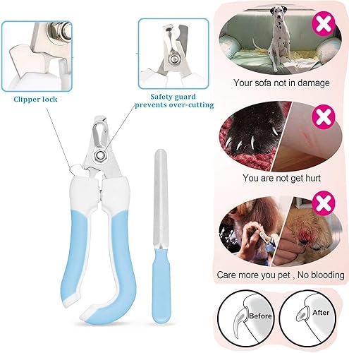 Miniatura 3 de Kit de aseo para mascotas, kit profesional recargable inalámbrico de corte de pelo eléctrico de bajo ruido con guías de peine, tijeras de acero para