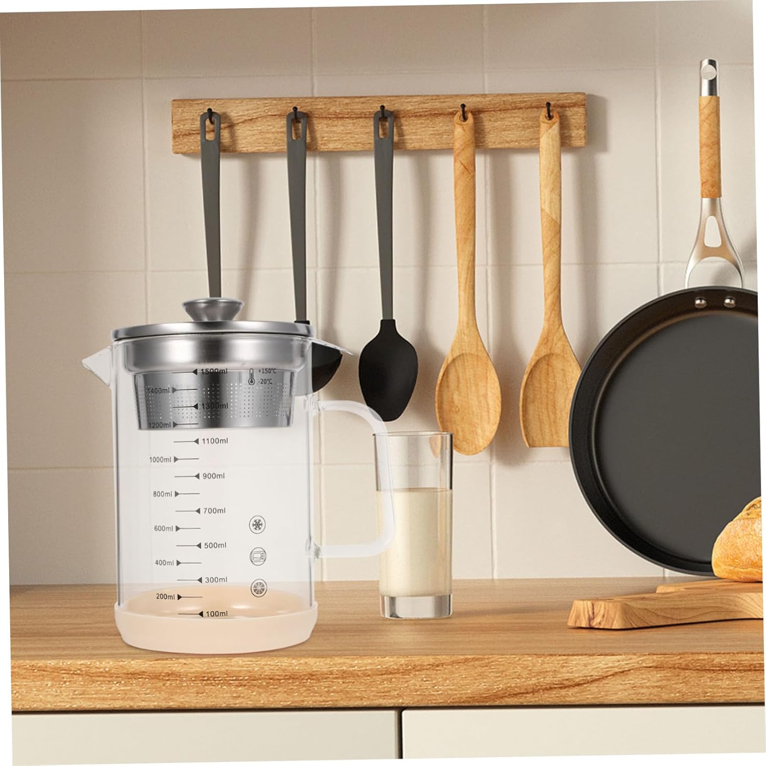 Glass Soy Milk Filter Jug Fine Mesh Strainer Collander for Tea Pot Juice Strainer for