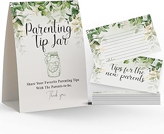 Advice for New Parents, Parenting Advice Card, Baby Shower Party, Tips for the Parents To Be，Includes a 5x7 Standing Sign and 25 4x6 Advice Cards(JYC040)