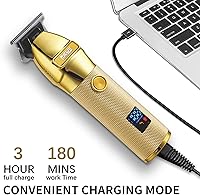 Vista 5 de DSP Recortadora de pelo para hombres con pantalla LED recargable para cortar el cabello (dorado)