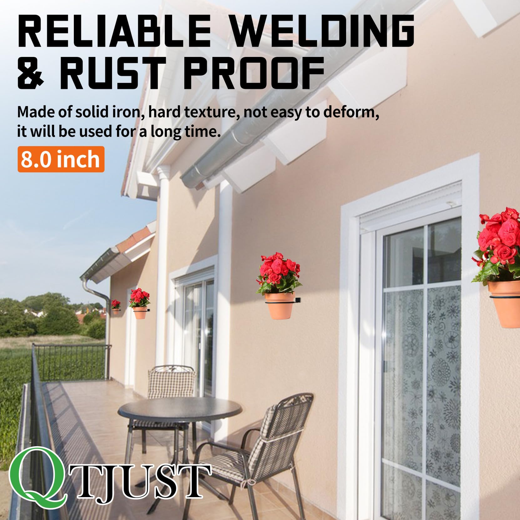 Wand-Blumentopfhalter, Ring-Pflanzenaufhänger, Metall-Pflanzgefäßhaken, Wandmontage, strapazierfähig, für den Innen- und Außenbereich (15,2 cm, 20,3 cm)