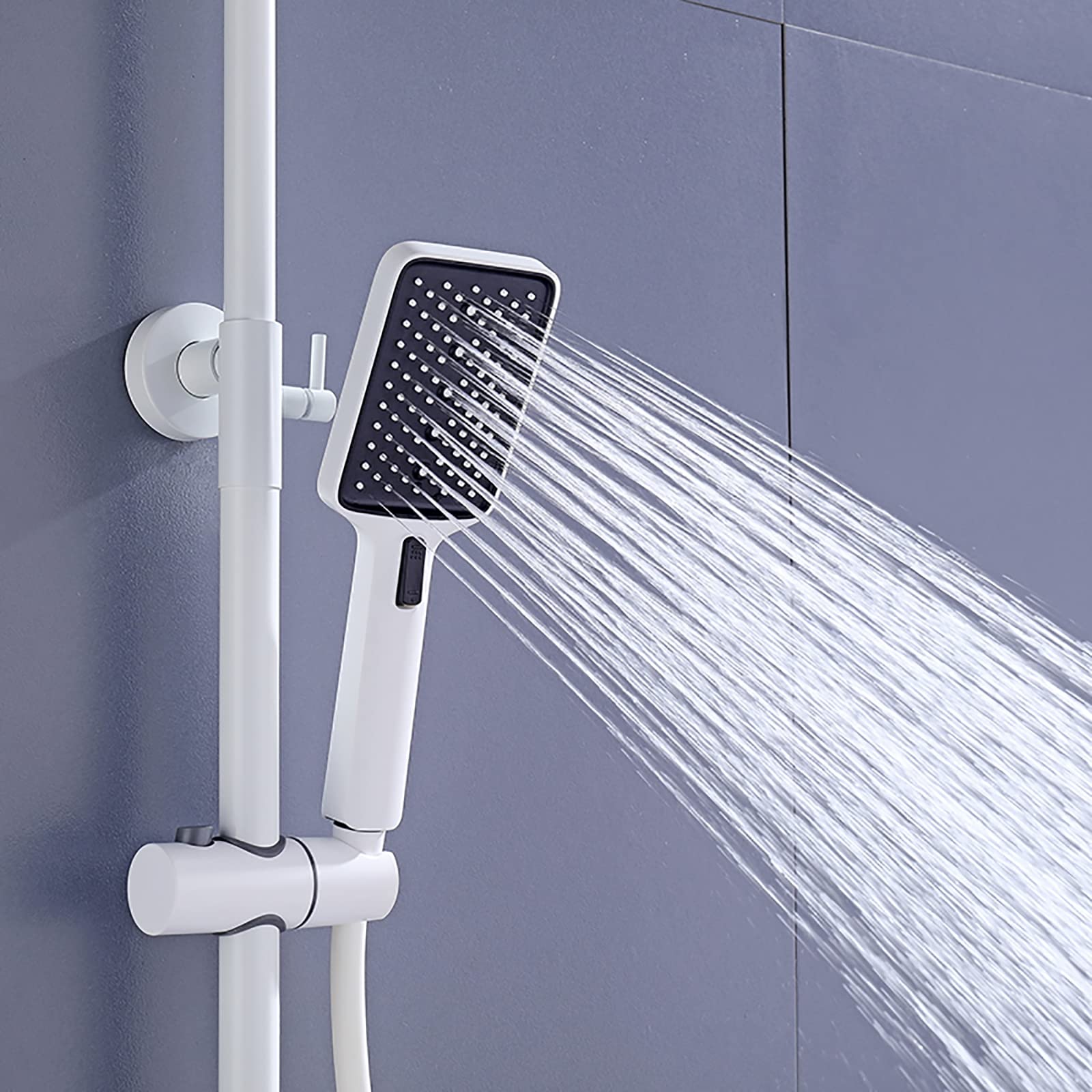 Duschsystem-Set Mit Wasserfall-Wannenauslauf – Quadratischer Regenduschkopf, Handbrause, Messingventil