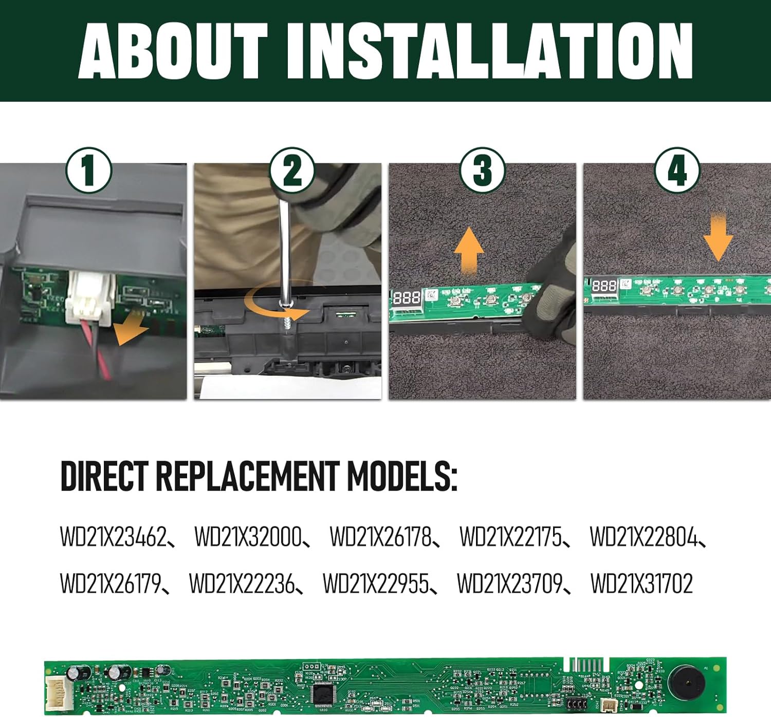 WD21X31902C WD21X31902 Dishwasher User Interface Control Board Replacement–Durable design and Easy Installation, Compatible with GE Dishwasher Models WD21X23462 WD21X22175 WD21X23702 WD21X26178