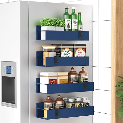 Miniatura 38 de Paquete de 4 Organizadores Magnéticos de Almacenamiento de Especias para Refrigerador y Horno, Organizadores y Almacenamiento Gris para Nevera