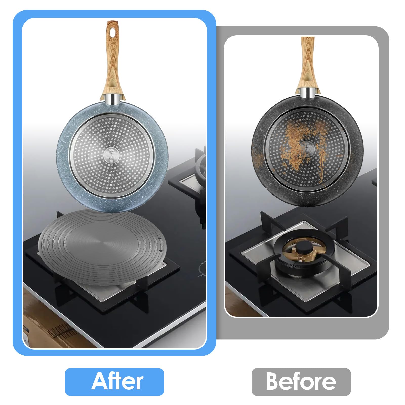 Set Of 2 Gas Stove Diffuser Plates - Aluminum Alloy, 9.3" & 11", Heat Spreader & Defrosting Tray
