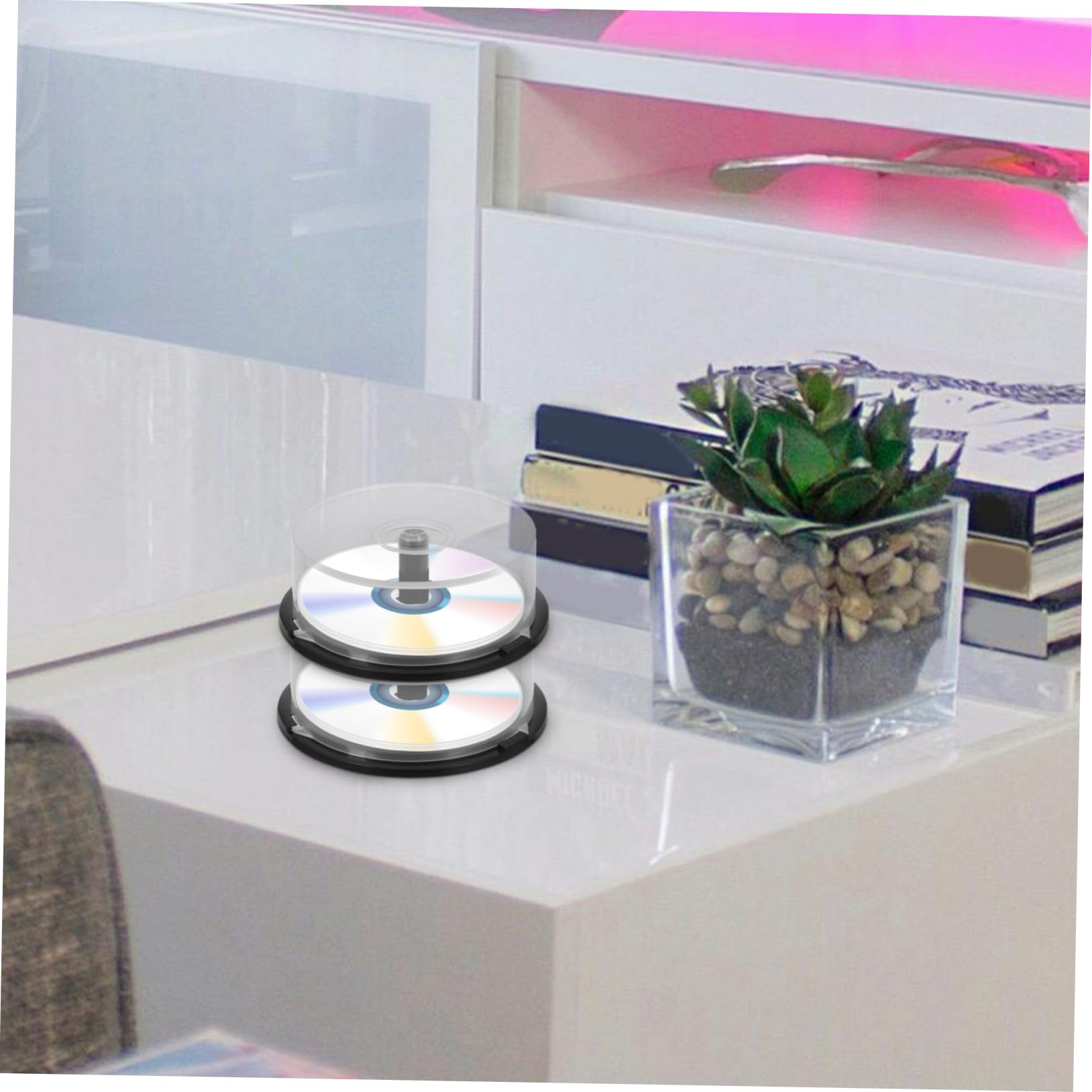 TOPBATHY Cajas De Almacenamiento Para Cd Capacidad 25 Soporte Redondo Para Dvd Contenedor Vacío Cd Casa Oficina Bar