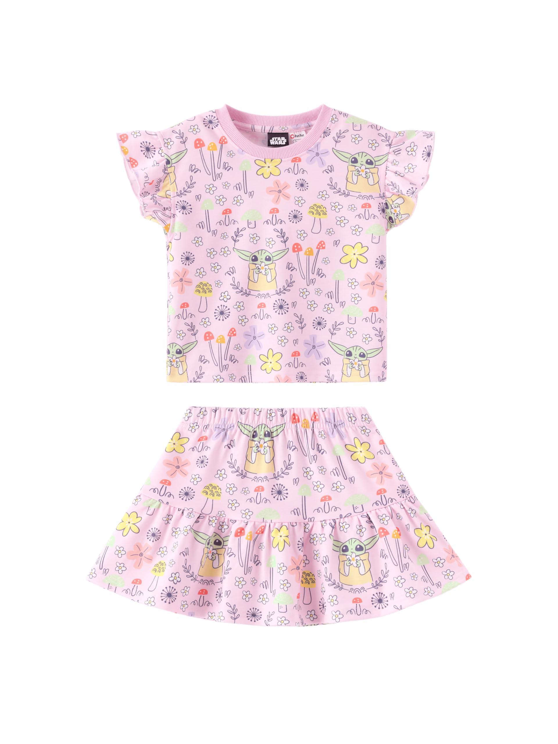 Disney Girls' 2-Piece Outfit Sweatshirt Top &amp; Pleated Skirt Set 2-9Y