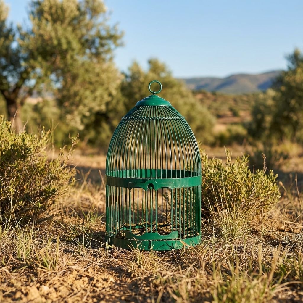 Suinga Jaula para Pájaros Redonda 23x35 cm - Jaula de Reclamo para Perdices Aves, Verde