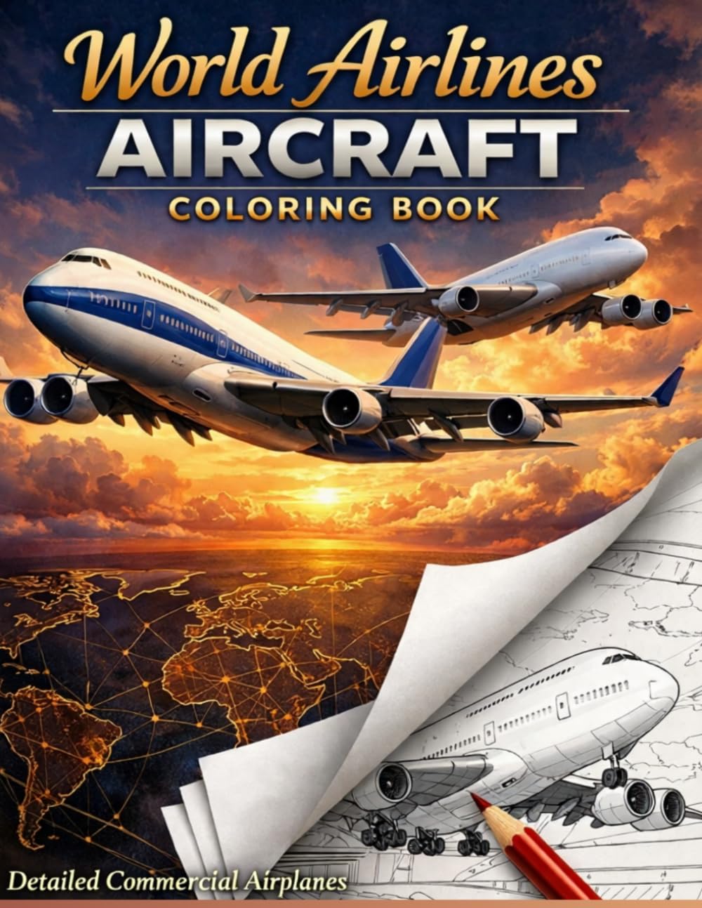 World Airlines Aircraft Coloring Book: Detailed Commercial Airplanes from Around the World for Adults & Teens – Relaxing Aviation Coloring Pages