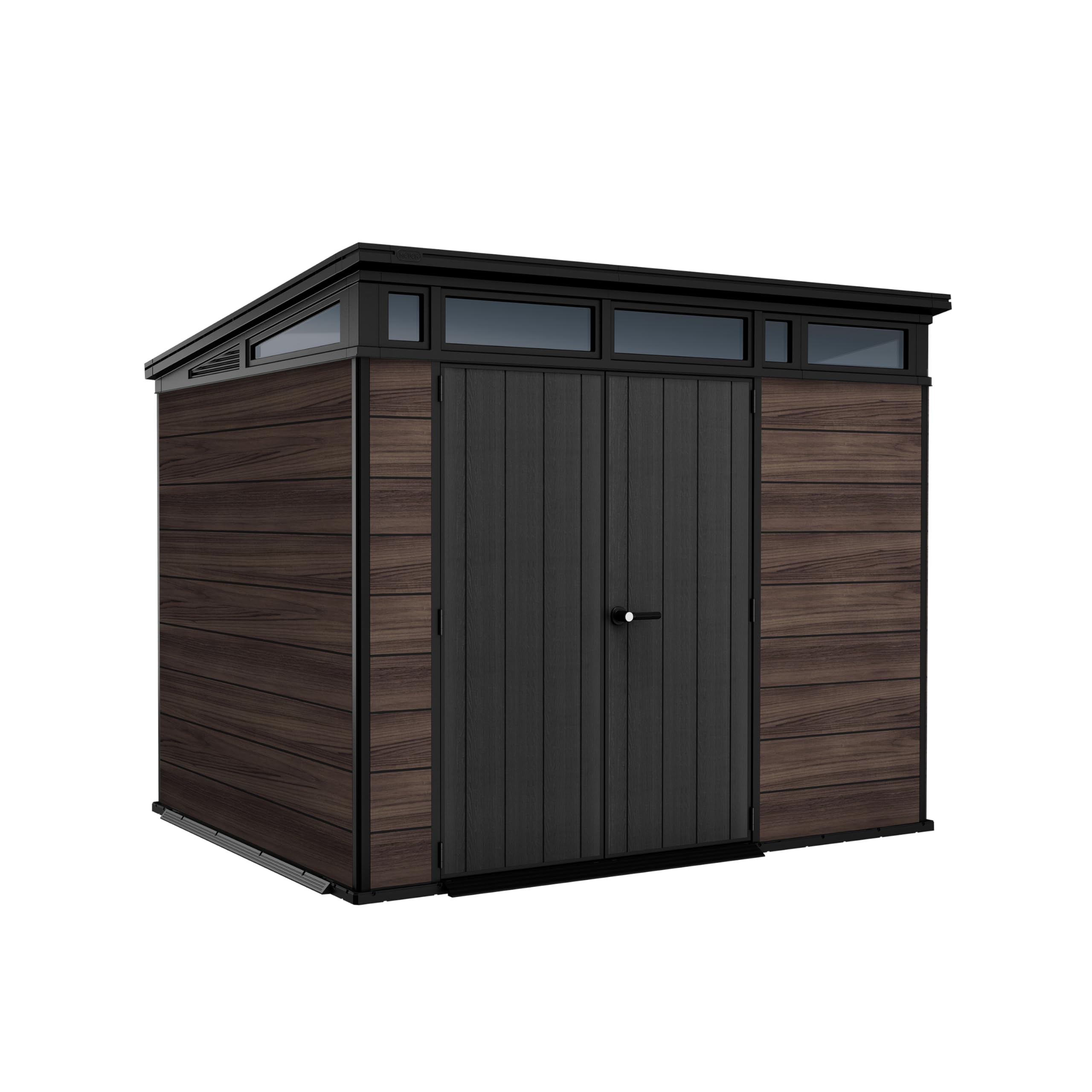Keter Signature 9x7 Gerätehaus Kunststoff Rosenholz-Optik 277x218x226 cm abschließbar mit Bodenplatte