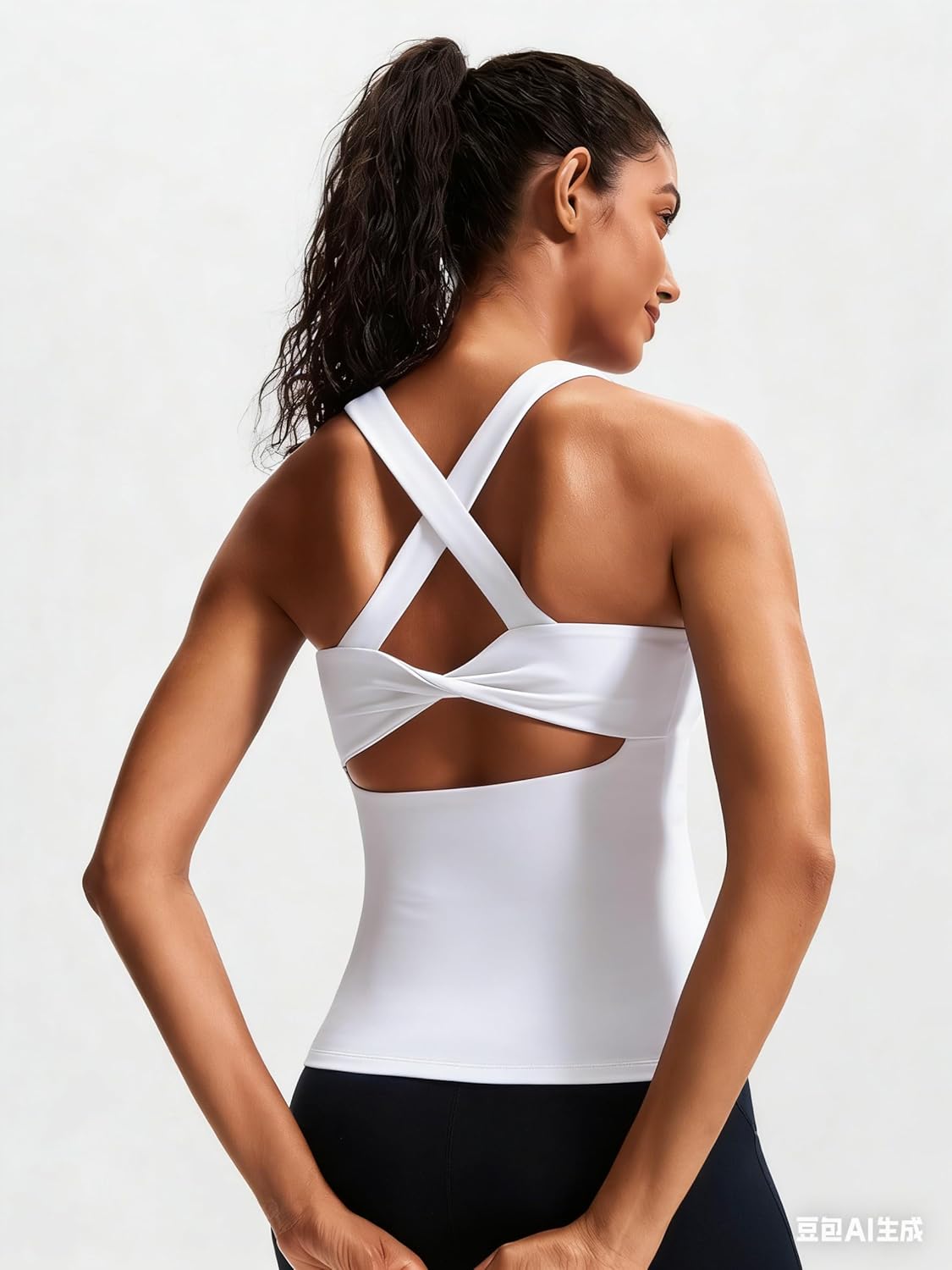 Workout Tank Top with Built-in Bra Cross Back Athletic Yoga Tops Stretchy Sports Camisole for Gym Pilates - Image 4