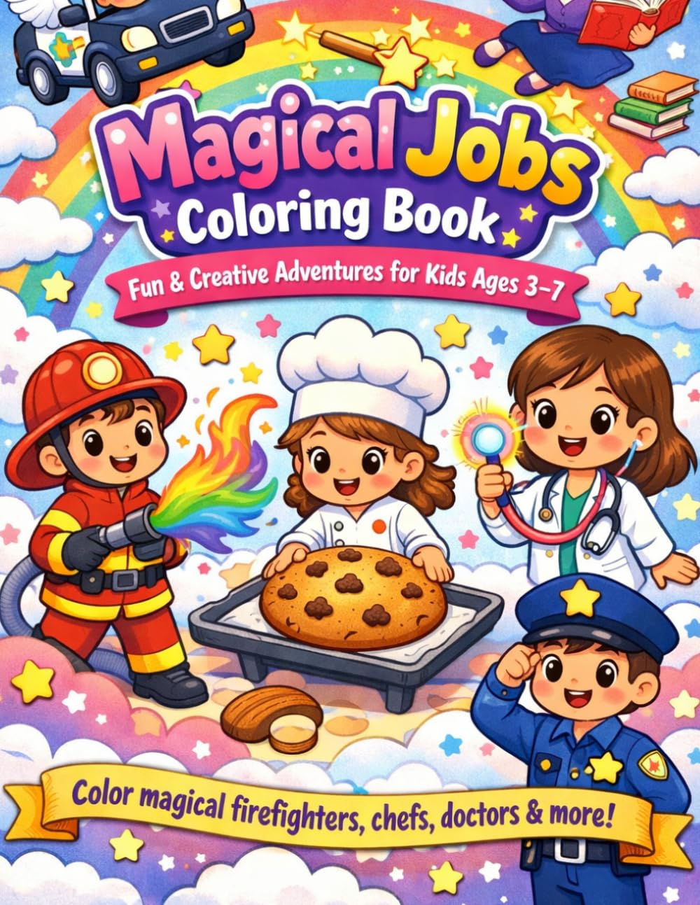 Magical Jobs coloring book Fun and Creative Adventures for Kids Ages 3-7: 50 Fun, easy & magical coloring pages to boost creativity, focus & imagination/ perfect for kids ages 3-7
