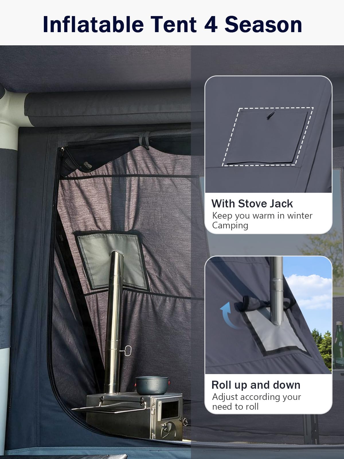TOMOUNT Tente gonflable pour 6 personnes Tente de camping Tente d'été pour le jardin, tente cloche avec sac de rangement et pompe à air pour camping en plein air, randonnée