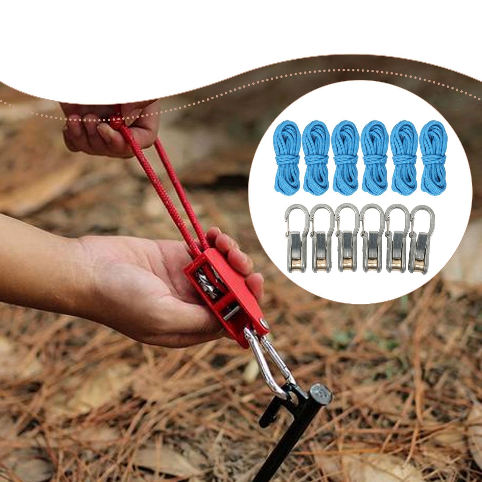 Corda con Tenditore a Rullo, Strumento di Tensionamento per Corde, Leggero E Multifunzionale, Regolatore di Paracord per Tiranti, 6 Corde 6 Ganci