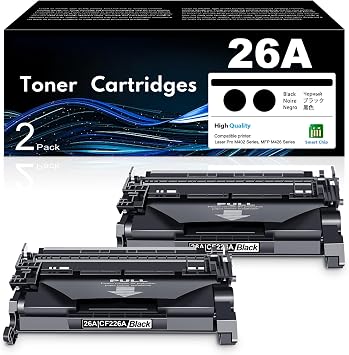 26A Black Toner Cartridge 2-Pack with Chip Replacement for HP 26A CF226A 26X CF226X Toner Cartridge 26A Ink Work with Laser Pro M402n M402dne M402dn MFP M426fdw MFP M426fdn Printer Ink | CF226AD1