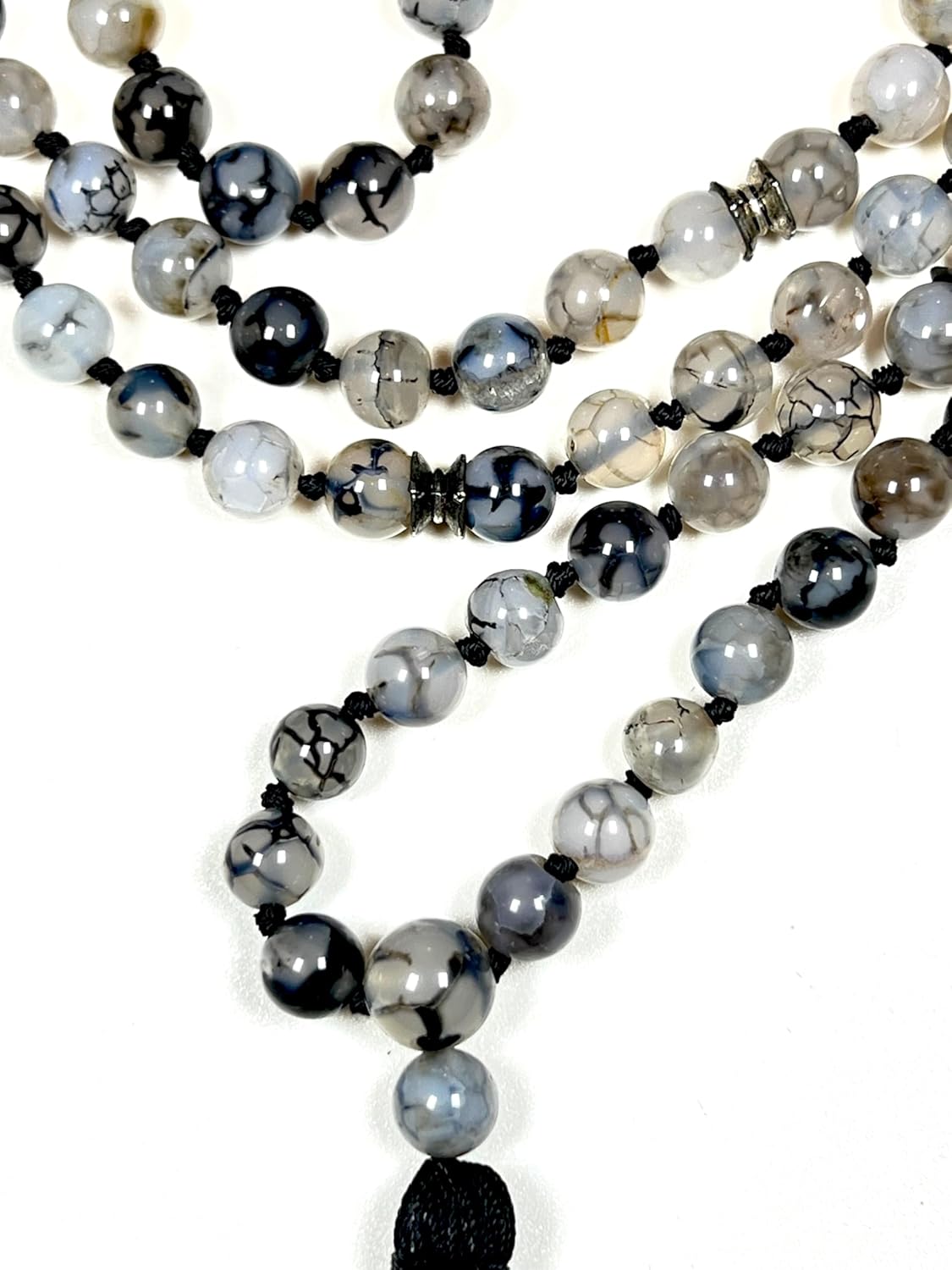 Dragon Vein Agate Mala Necklace – 8mm 108 Beads, Meditation & Healing - Image 6