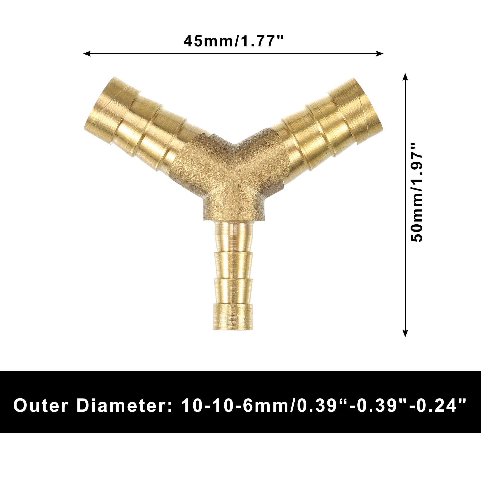 2er-Set Messing Y-Schlauchstück 12 Mm – 3-Wege Verteiler Mit 6 Klemmen Für Luft, Wasser & Öl
