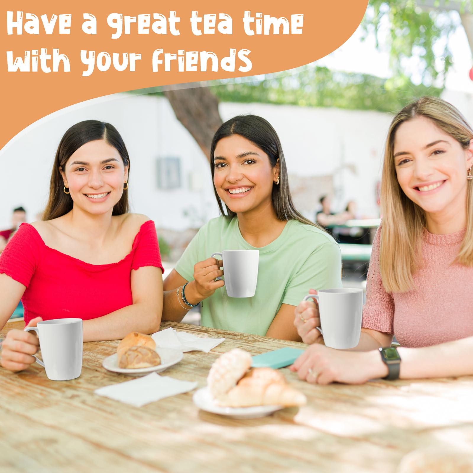 Nitial Melamine Coffee Mug Set of 12 White 10 oz Melamine Cups with Handles Vintage Unbreakable Coffee Mug Retro Style Drinking Cups for Latte Party Office Home Beverage Water