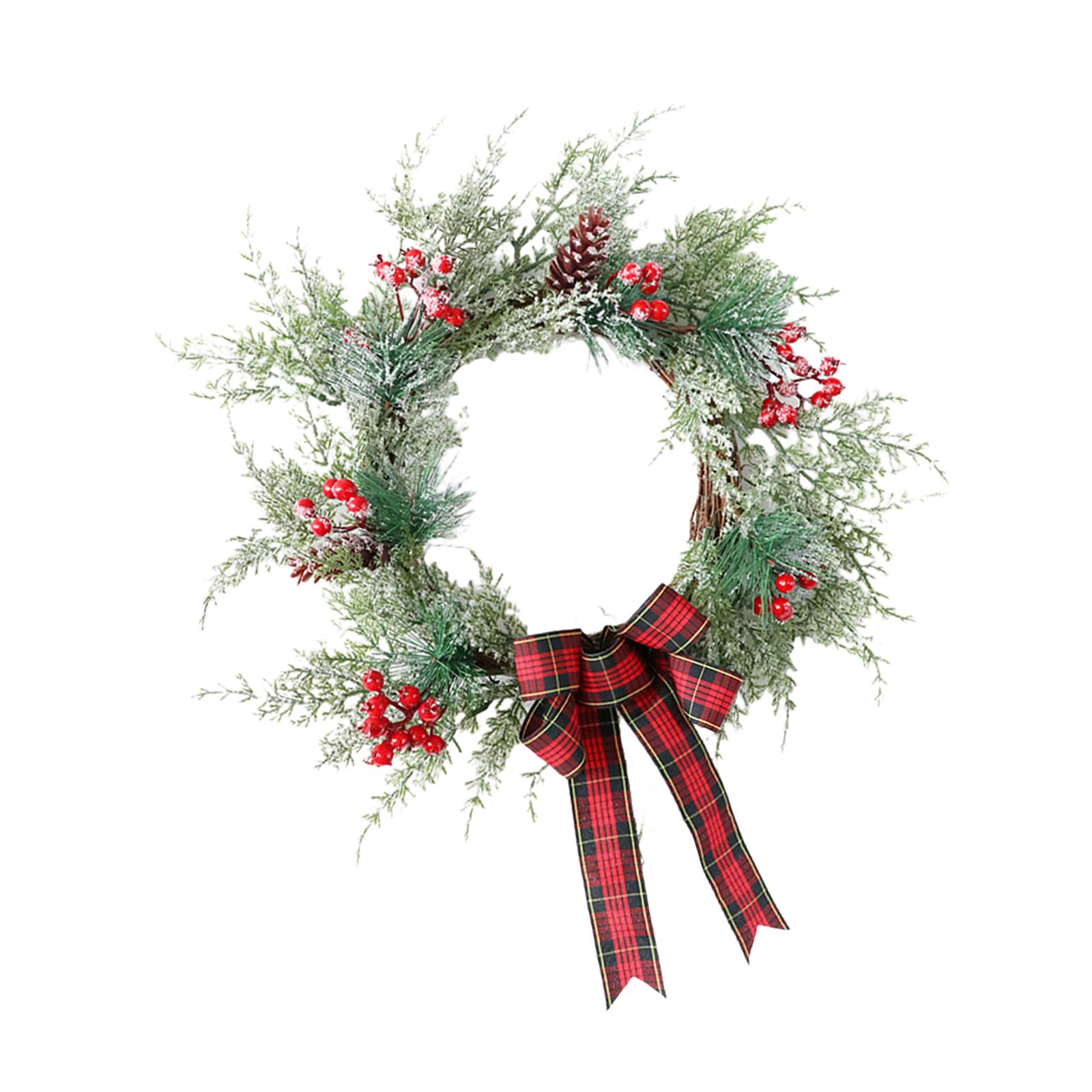Xinsheinelry Pleased Christmas Berries and Pine Wreath Christmas Pine Branches Wreath with Festival Accent for Indoor Decoration Holiday Ornament