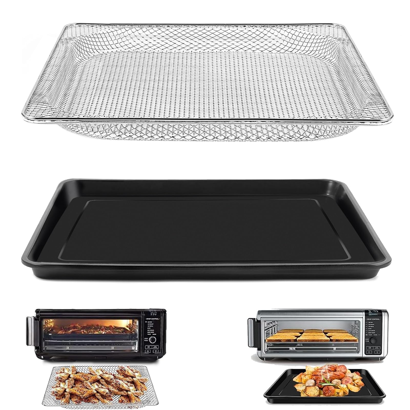 Air Fryer Replacement Parts for Ninja Foodi SP101 SP100 Digital Countertop Oven, Air Fryer Grill Pan Plate Crisper Plate Rack Accessories Tray Basket, Dishwasher Safe