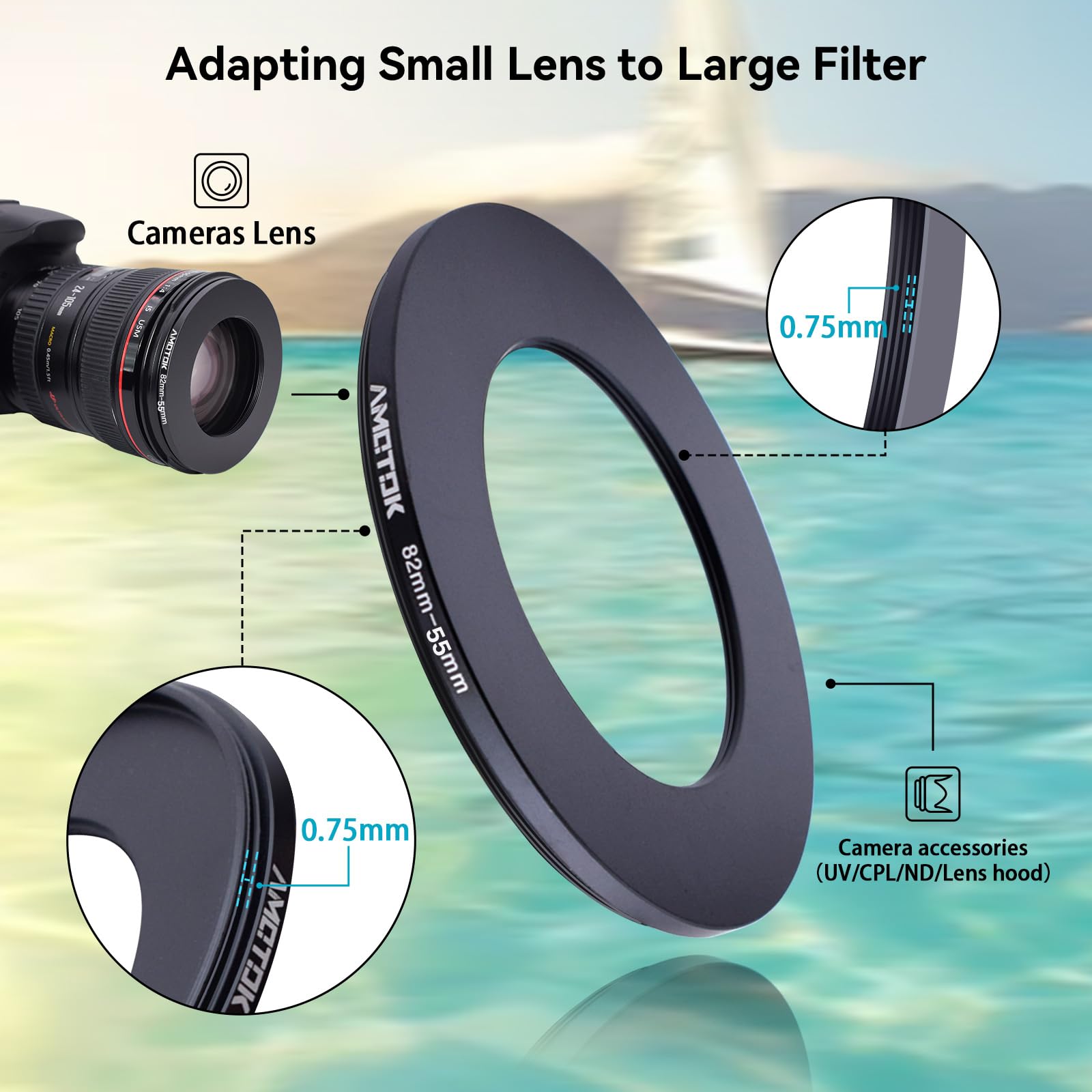 Amazon.co.jp: 82mmレンズから55mmカメラレンズアダプター、82mmから