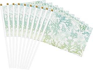 Mini HandHeld Green Sea Blue Seaweed Flags on Stick 5x8In Party Decor Parades Festival Event Celebration