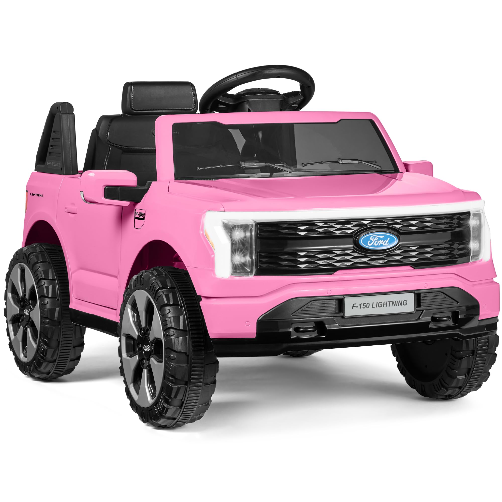Best Choice Products Licensed Ford F-150 Lightning Truck Kids 12V Electric Ride On Car Toy w/ 66lb Weight Capacity, Parent Control, Bluetooth - Pink