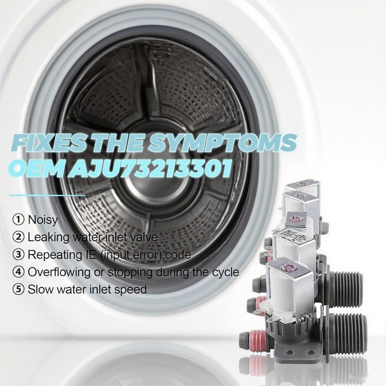 （2026）AJU73213301 AJU75152601 5221EA1008F Water Inlet Valve Water Valve fits for Kenmore LG Washers WT7200CW, WT5001c*, 79631522211, WT4801CW, WT1201CW
