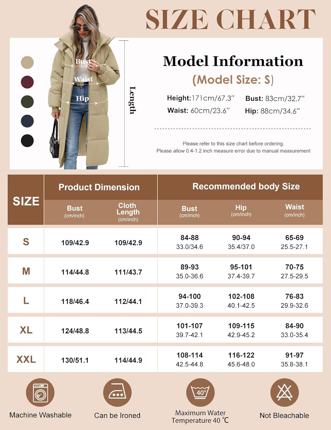Women's Long Puffer Coat - Warm Winter Quilted Jacket Full Length Zip Up Down Coat Thickened Puffy Parka with Hood - Image 7