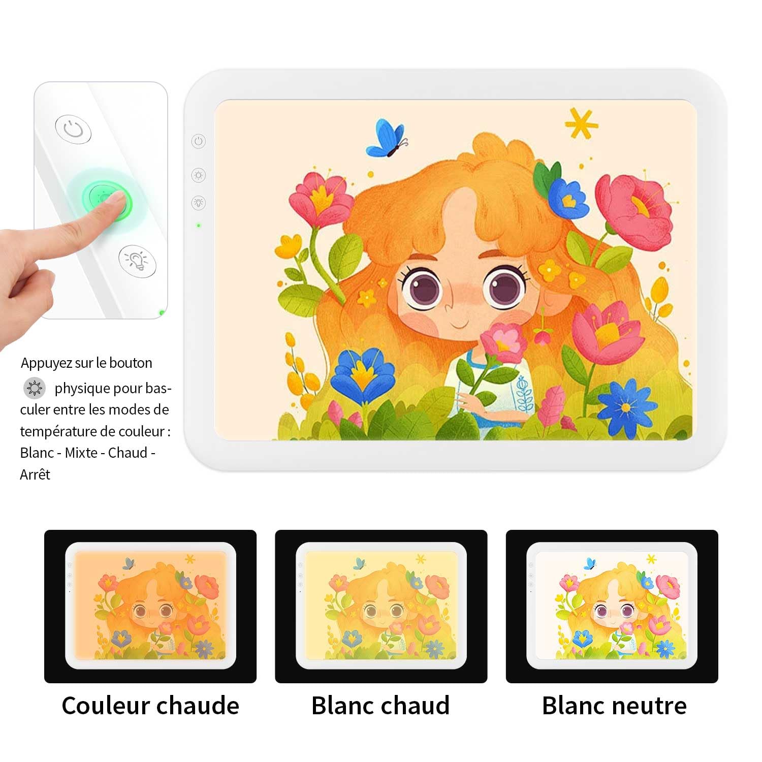 Bloc lumineux super lumineux de 8000 lux avec batterie de 3500 mAh, 6 niveaux de gradation et 3 températures de couleur pour enfants, tapis lumineux pour artistes, dessin, croquis, animation, suivi