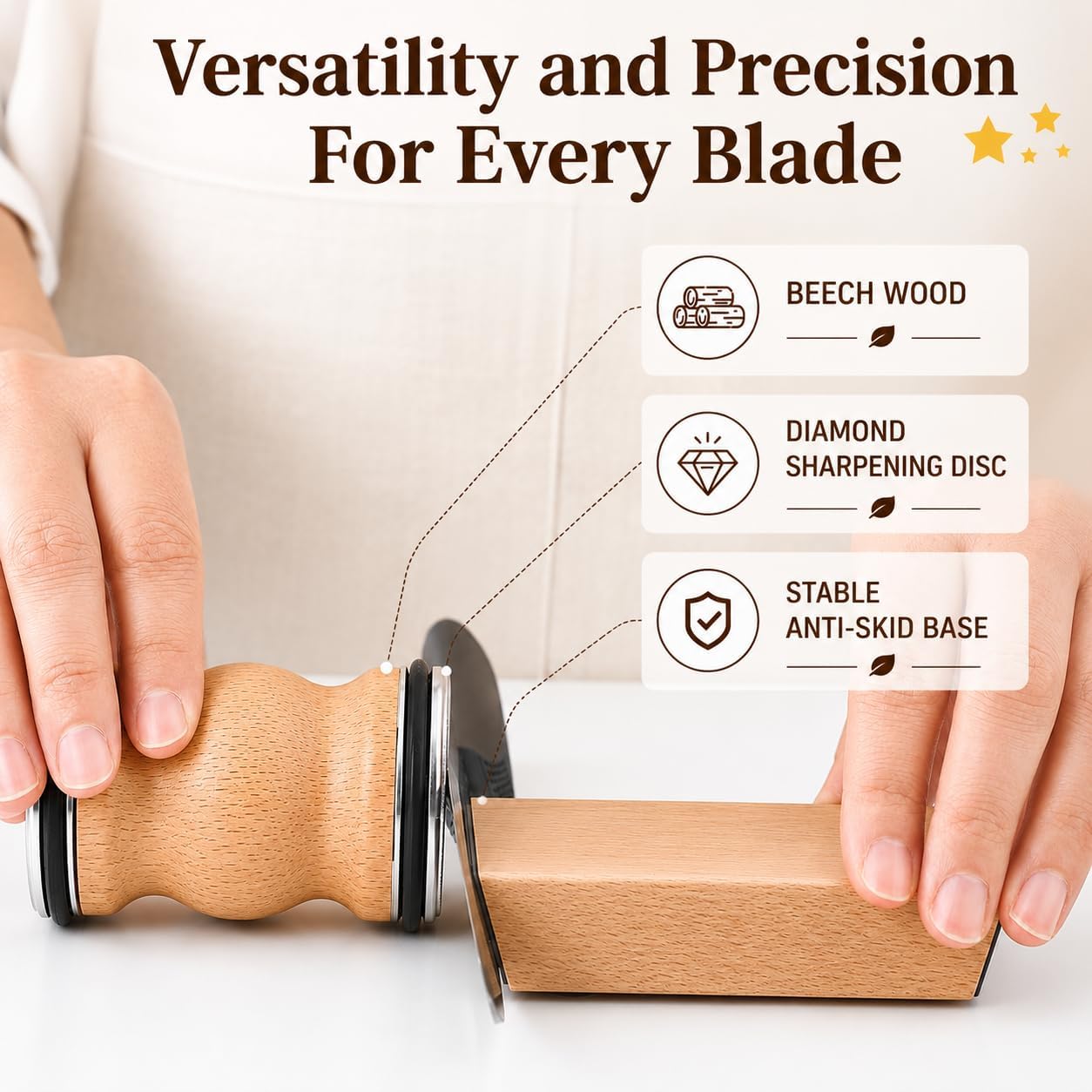 AviNex Rolling Knife Sharpener Kit - Magnetic Roller Knife Sharpener - 15° & 20° Adjustable Angles Knives Stone Sharpeners Wheel - Wooden Roller Sharpening Kit Tool Kit for Kitchen & Chef's Knives
