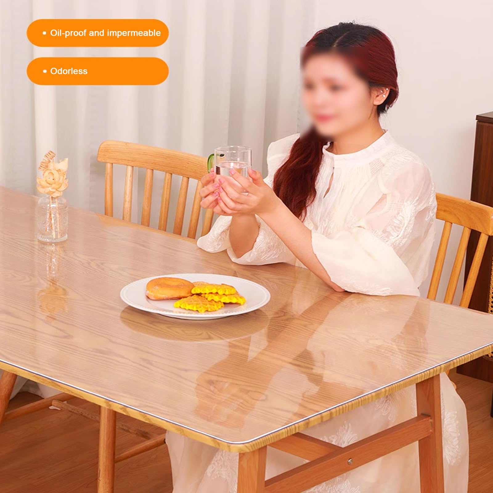 Protector de Mesa con Aislamiento Acústico Resistente a Impactos,Mantel Transparente de PVC de 3mm,Mantel Protector de Escritorio Impermeable Temperaturas,para Hogar y Oficina (160x190cm/63x75in)