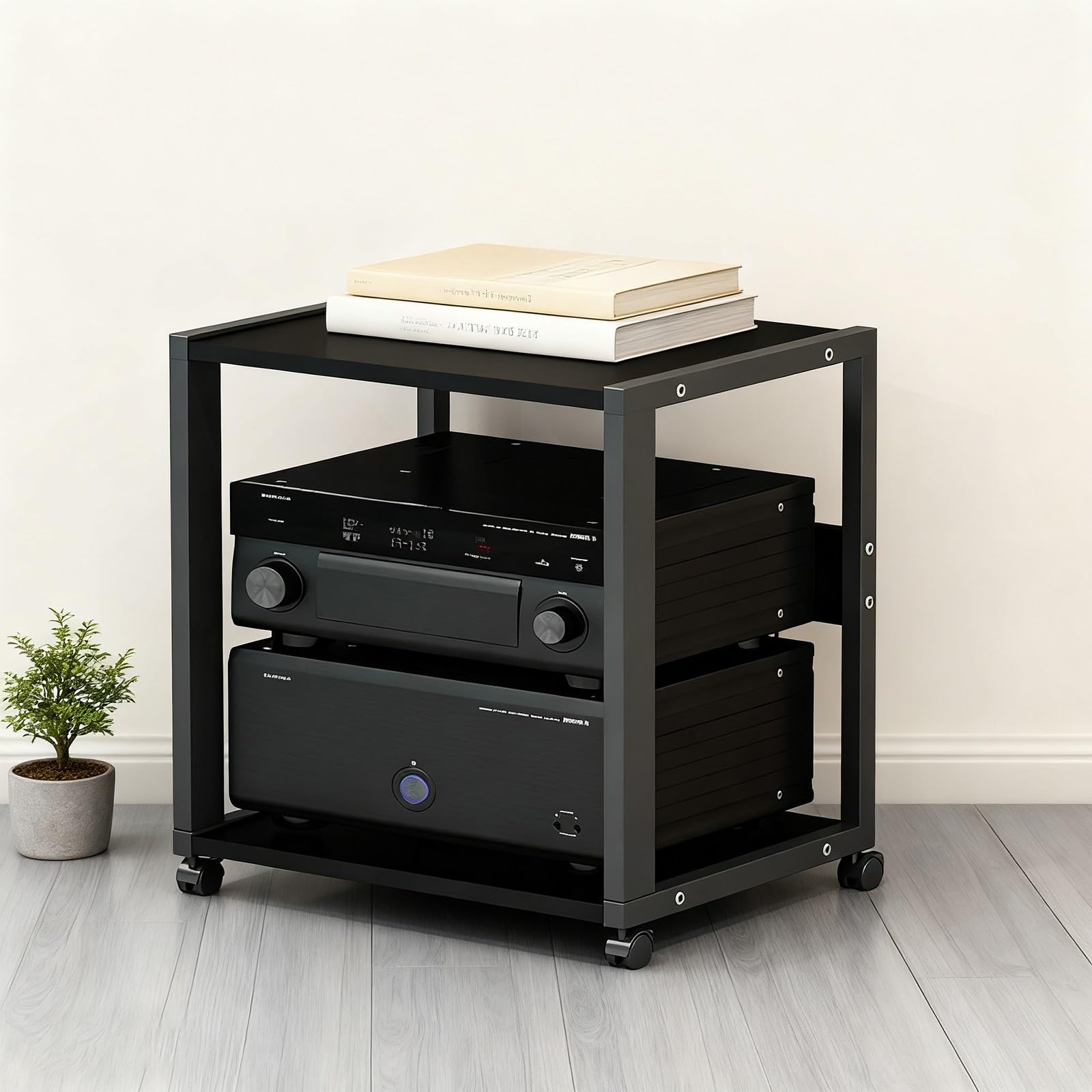 Mobile Stereo Hi Fi Rack Audio, Mobile HiFi Rack Audio Multistrato con Ruote Universali, Struttura Solida, Supporto per Componenti AV per Soggiorno, Sala Teatro(Style 1)