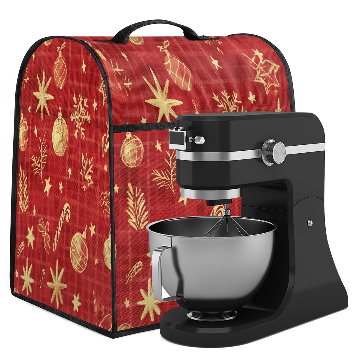 Mixer Cover Coffee Maker Cover Golden Christmas Ornament Print Stand Mixer Cover With Pockets Kitchen Aid Mixers Accessories