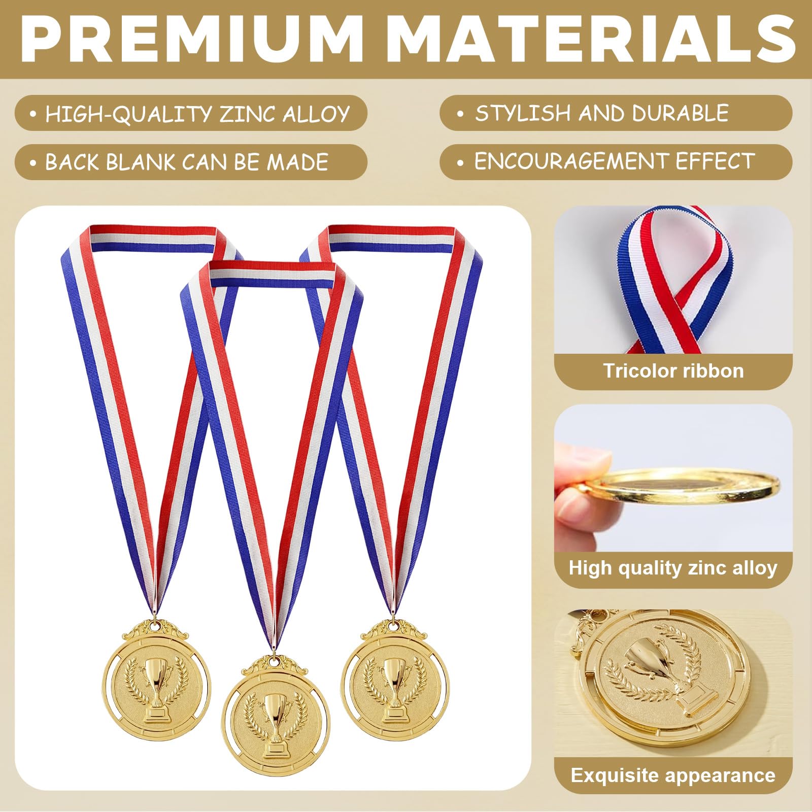 12 Pezzi Medaglie, Medaglie d'oro, Medaglie per Bambini, Medaglie per Vincitori, Medaglie d'oro, in Metallo con Nastri, per Bambini e Adulti, Calcio, Souvenir Sportivi