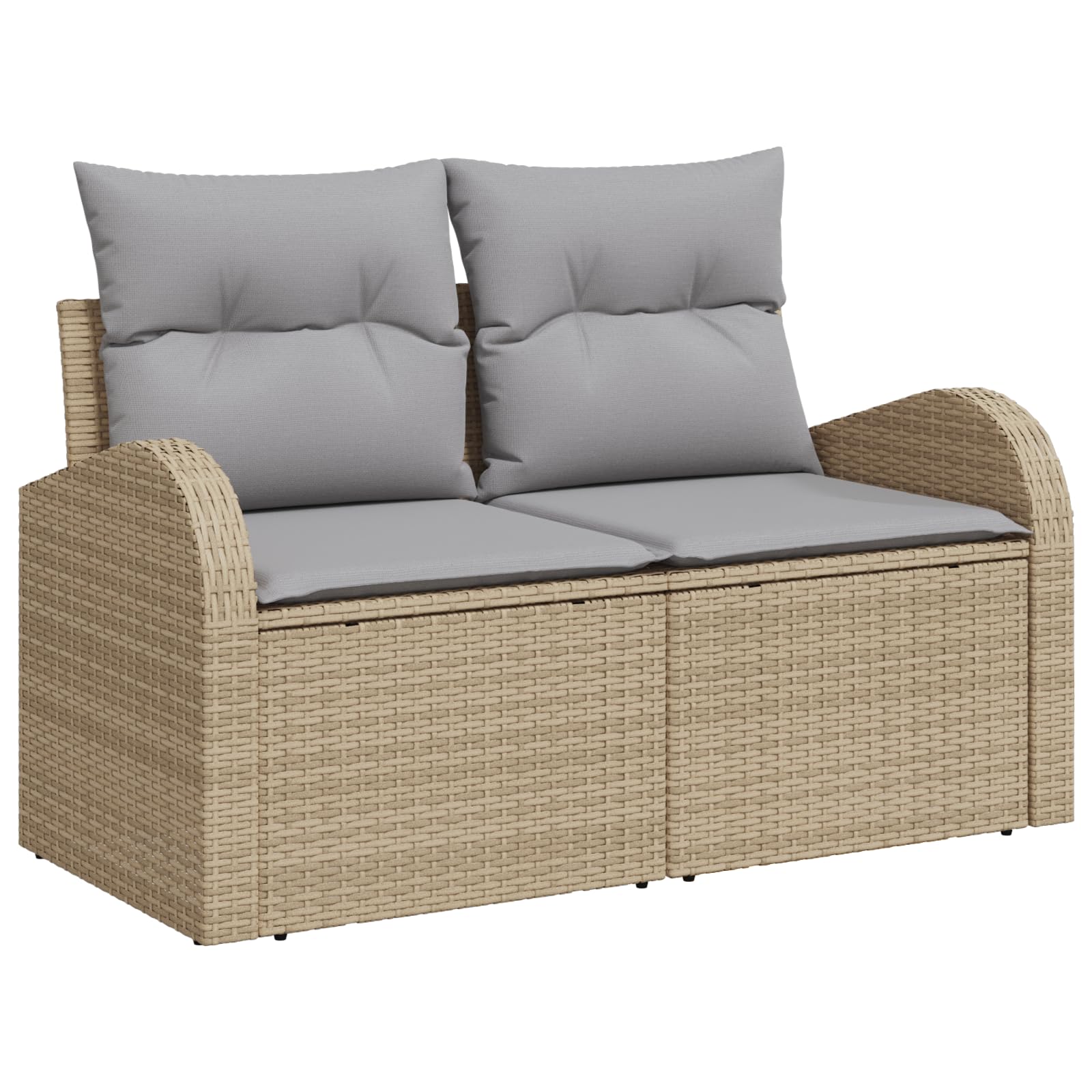 Juego de 6 sofás de jardín con cojines beige de polirratán para exteriores, sofá de jardín modular acogedor y acolchado