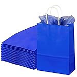 BLEWINDZ 32Pcs Small Paper Gift Bags with Tissues, Royal Blue Party Favor Bags with Handles, 8.7 Goodie Bag for Birthday, Shopping, Party Supplies