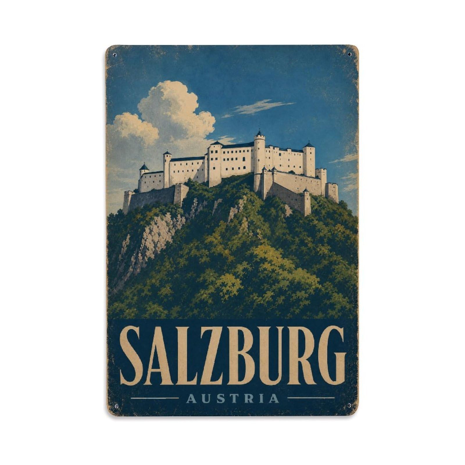 Retro Travel Austria Salzburg Metal Tin Sign