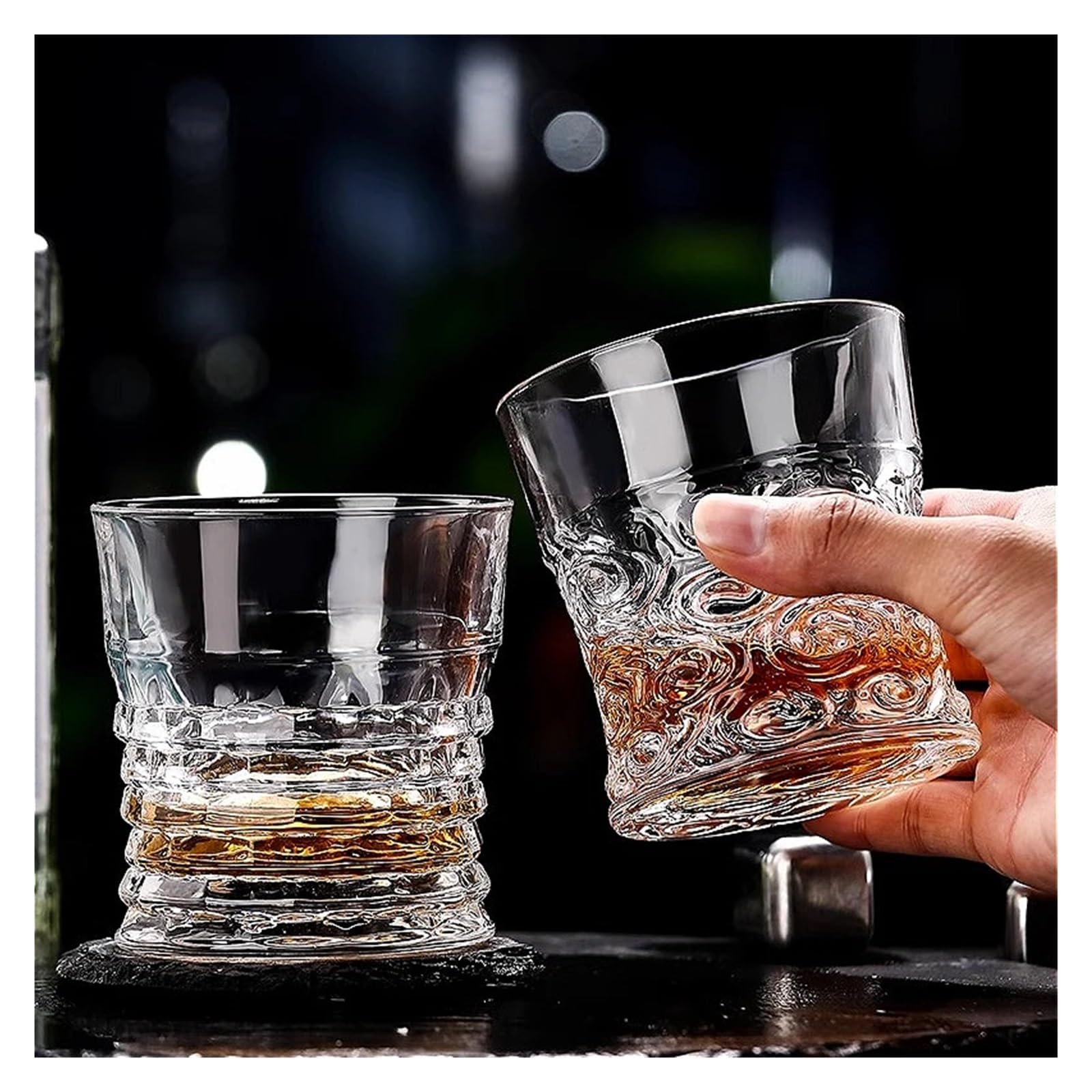 Kristallgläser Whiskyglas, transparente Trinkgläser, Cocktail-Brandy-Becher, Bar-Werkzeuge geeignet(Color 3)