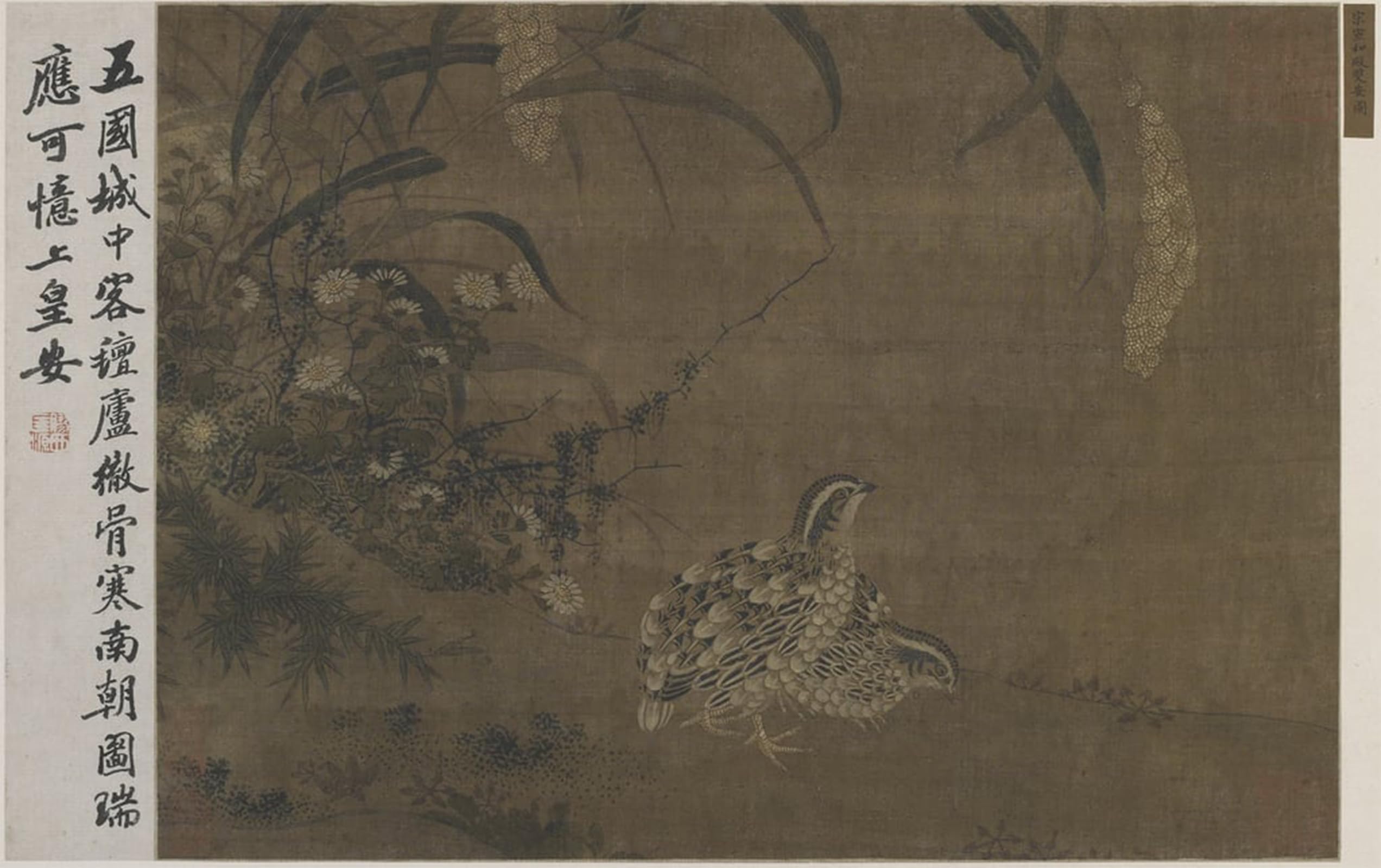 ARTXLXXBN Famous Art Print Poster Vintage Wall Art Quail Andby Ming Dynasty Chinese School Canvas Art Poster for Home Decor 60x90cm