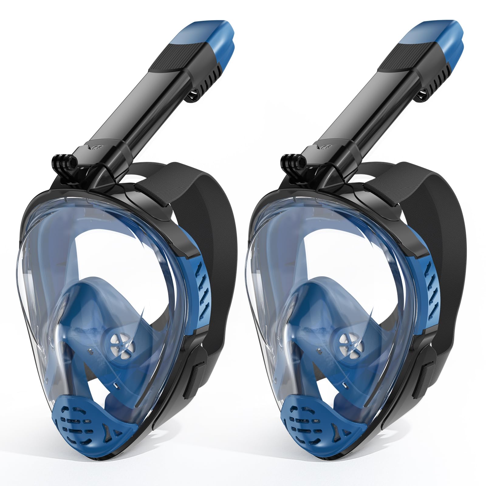 Maschera integrale da snorkeling, attrezzatura da snorkeling per adulti, maschera subacquea per immersioni, attrezzatura da snorkeling con supporto per fotocamera staccabile, vista panoramica a 180°