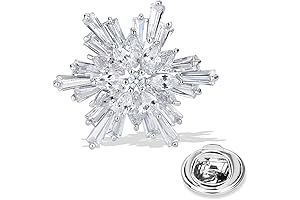"Snow Crystal" Women's Cubic Zirconia Snowflake Brooch Pin