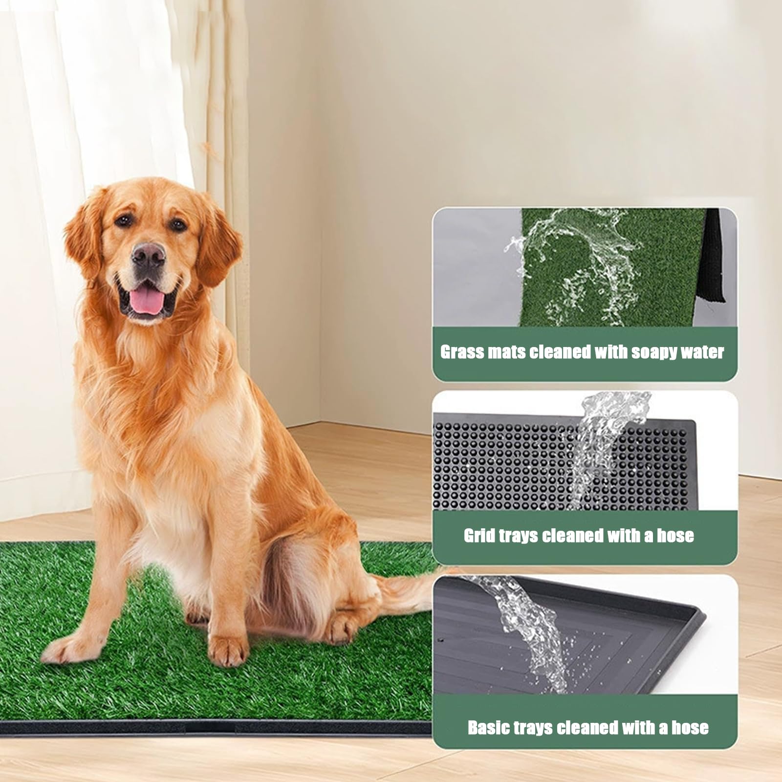 Inodoro cesped para Perros con Bandeja recolectora, 40 x 50 cm, Alfombrilla de césped Artificial | Entrenamiento de Inodoro para Cachorros y Perros pequeños | Alfombrilla Reutilizable para césped