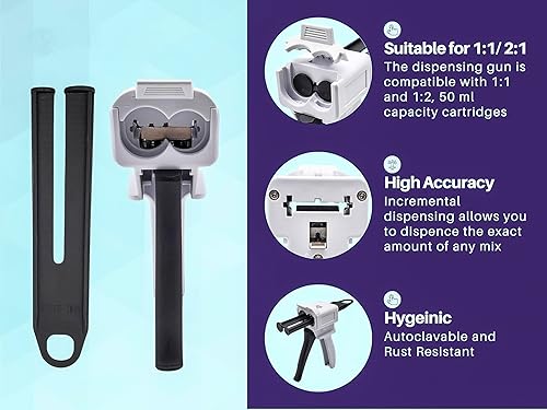 Miniatura 6 de Pistola dispensadora, kit de pistola dispensadora de 1.7 fl oz, dispensador dispensador de dispensación de mezcla de impresión, pistola AB 1112101 o
