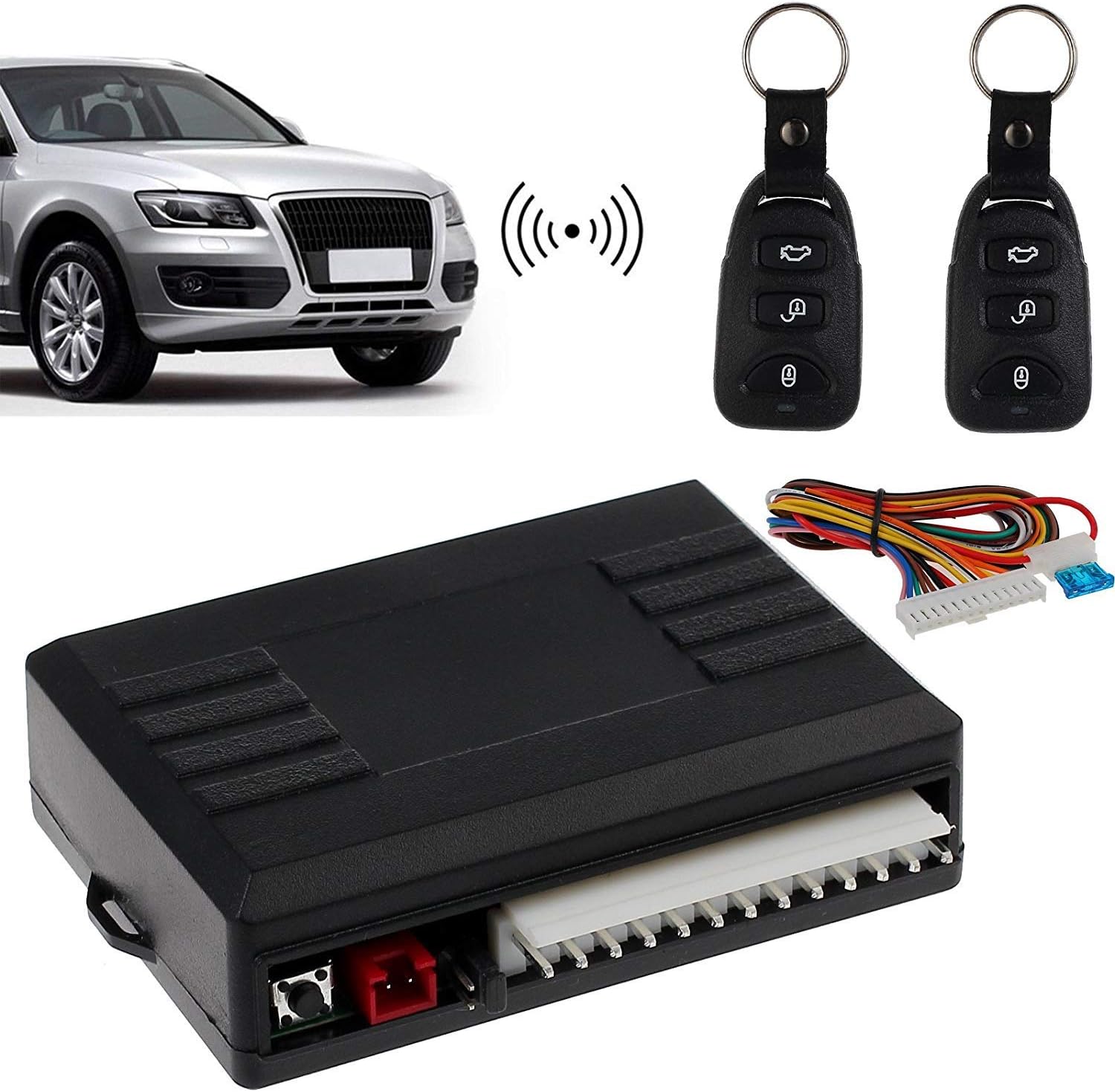 AUTOUTLET Universal Car Keyless Entry System Vehicle Remote Control Central Door Lock Unlock Kit with 2 Remote Controllers 60-80 Meter