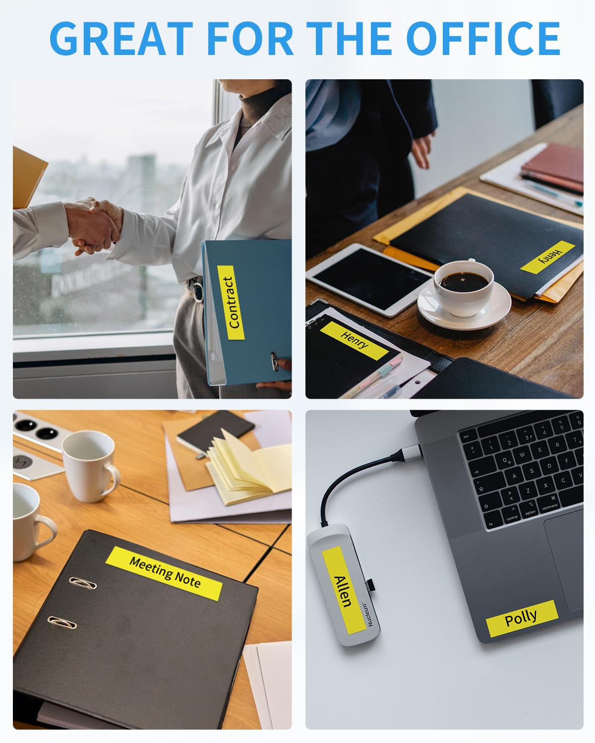 Nastro Etichette 12 Mm Giallo/Nero Per Dymo LetraTag - 5 Rotoli Da 4 M | Resistente Ad Acqua E Olio - Foto 6