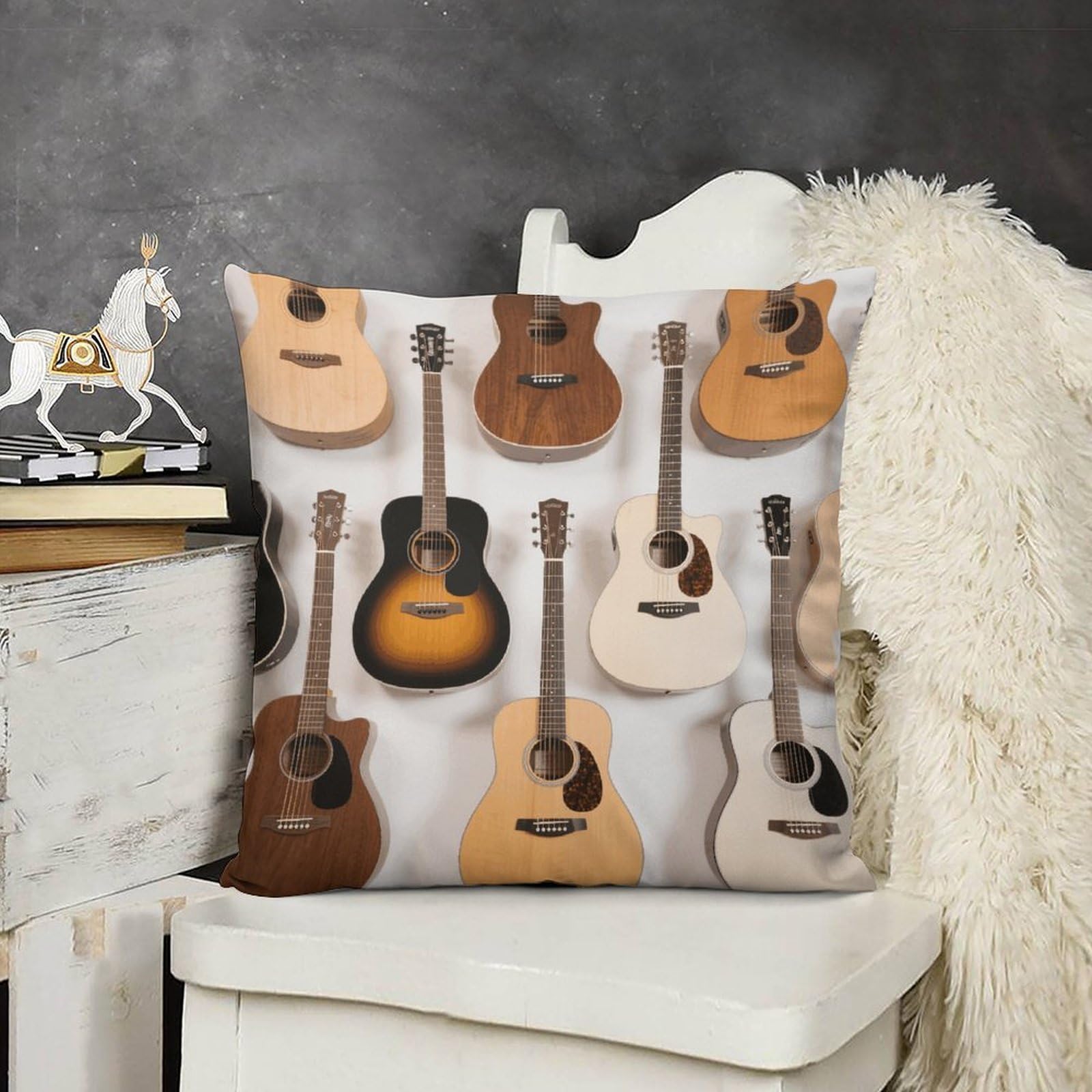 FodPand Boho Farmhouse Guitars Pillow Covers with Hidden Zipper 24x24 Soft Plush Cushion Cover Decorative Throw Pillow Cases for Couch Bed Sofa Living Room Indoor Outdoor Home Decor